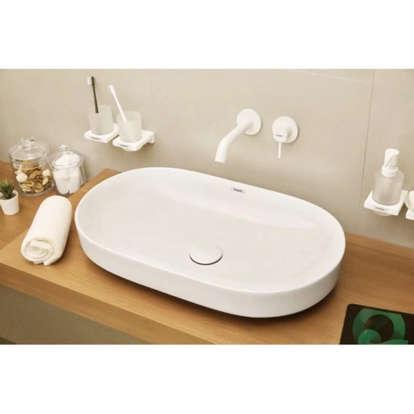 Смеситель для раковины Hansgrohe Tecturis S матовый белый 73350700 (детальная фотография), скрытого монтажа, встраиваемые в стену
