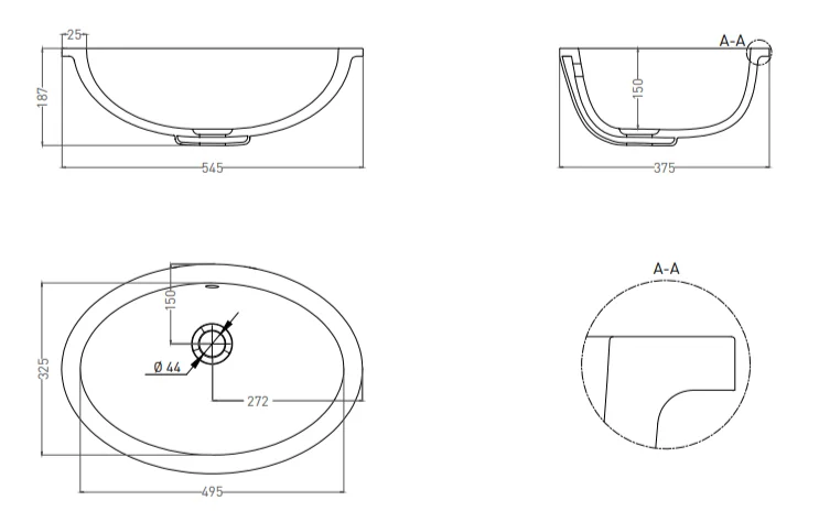 Раковина Salini Marea 12 109 56,5 см окраска по RAL полностью 1101109MF (детальная фотография), современные, hi-tech
