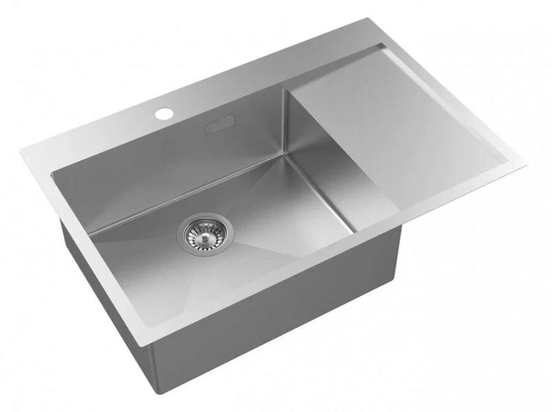 Мойка для кухни IDDIS Haze 78 см чаша слева HAZ78SLi77 (детальная фотография), из нержавеющей стали, стальные, металлические