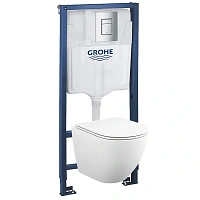 Унитаз с инсталляцией Grohe Rapid SL клавиша хром