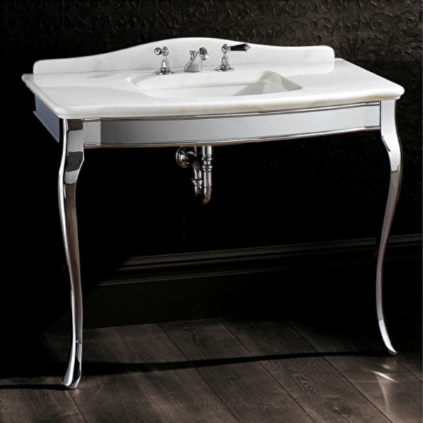 Консоль с мраморной столешницей, цвет хром, цвет мрамора Bianco Carrara, Devon&Devon Jacqueline DEJACQCARCR/LS (детальная фотография), по запросу