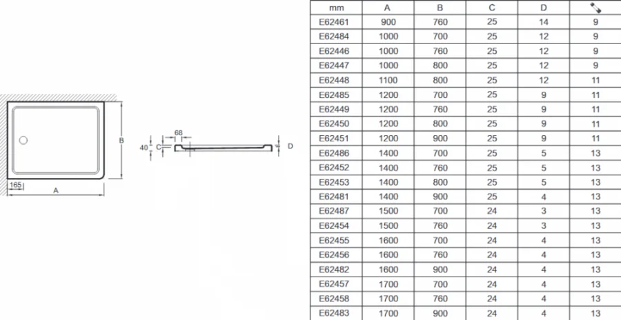 Душевой поддон Jacob Delafon Flight 100х80 см без покрытия белый E62447-00 (детальная фотография), низкие до 15 см