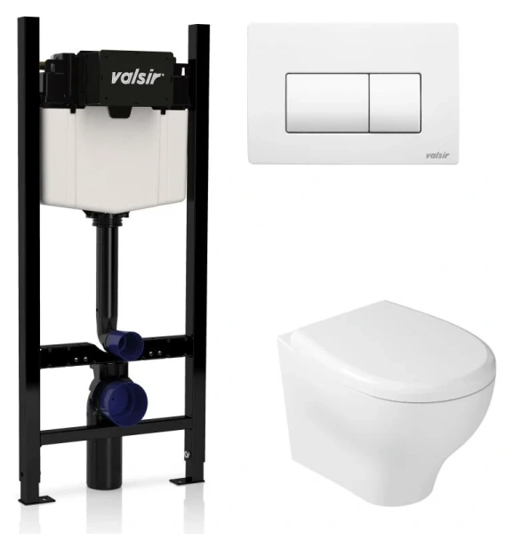 Унитаз с инсталляцией Valsir Eden с белой матовой клавишей KIT VSWM 7212 Slim P1 (детальная фотография)