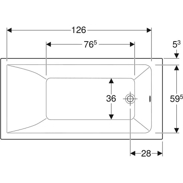 Ванна акриловая Geberit Renova Plan 554.300.01.1, 140 х 70 см, белая (детальная фотография), 140х70