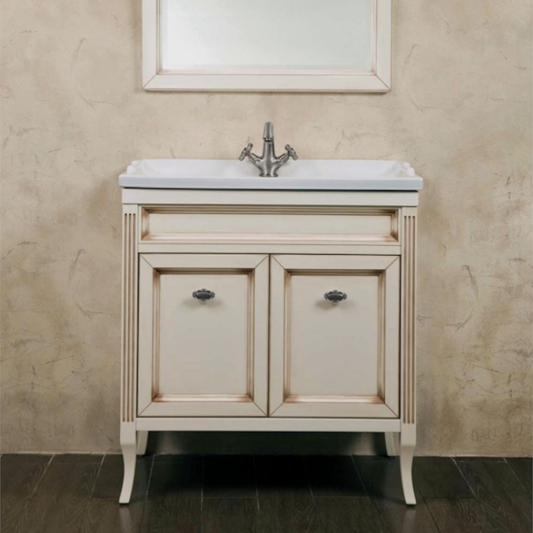 Тумба под раковину, цвет слоновая кость с патиной матовый, фурнитура состаренное серебро, La Beaute Vivien BVI80P.AVP.CR (детальная фотография)