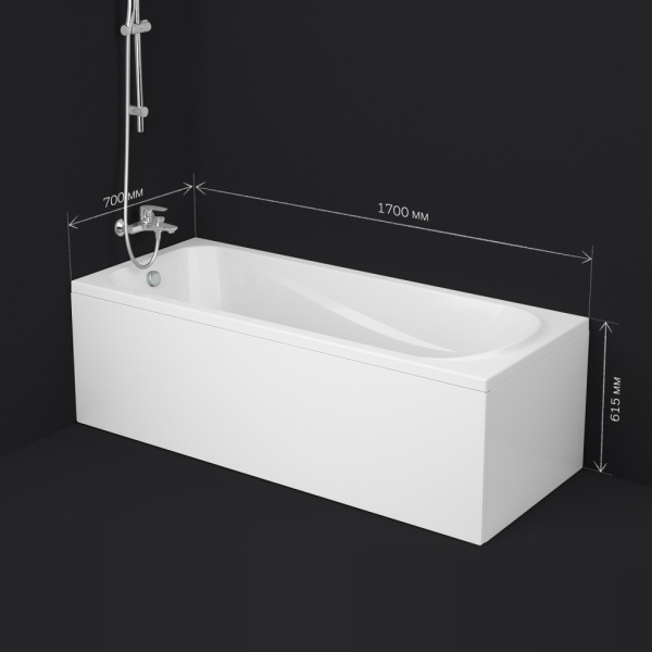 Ванна акриловая Am.Pm Sense 170х70 см белая W76A-170-070W-A (детальная фотография), 170 см