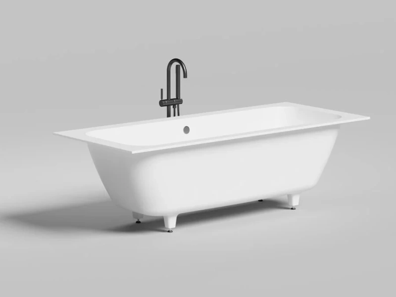 Ванна из искусственного камня Salini Orlando Axis 190 190,5x80 см S-Stone белая матовая 103221M (детальная фотография), без гидромассажа, большие