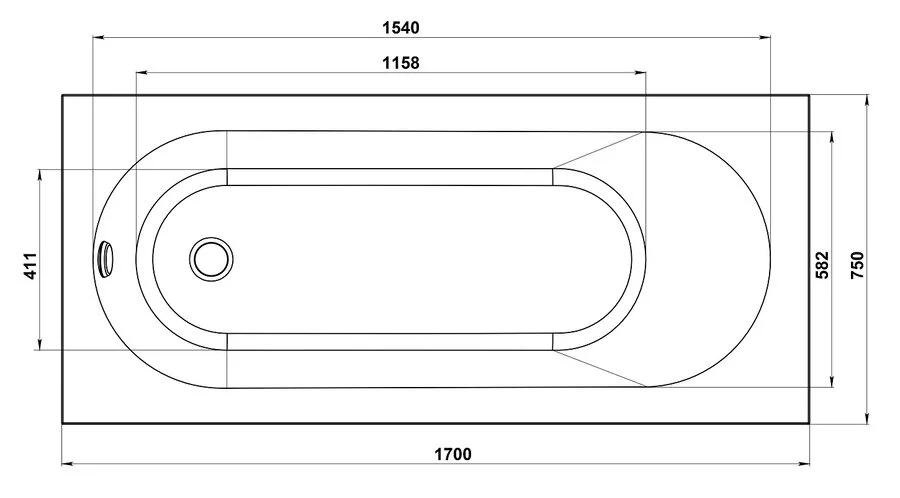 Ванна из искусственного камня Good Door Марбея 170 x 75 см, белый, ВА00022 (детальная фотография), искусственный камень