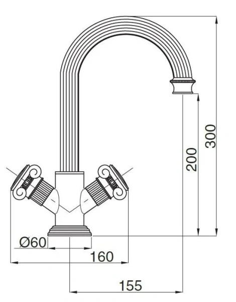 Смеситель для раковины Cezares Aphrodite-LS2 с донным клапаном (детальная фотография), для раковины