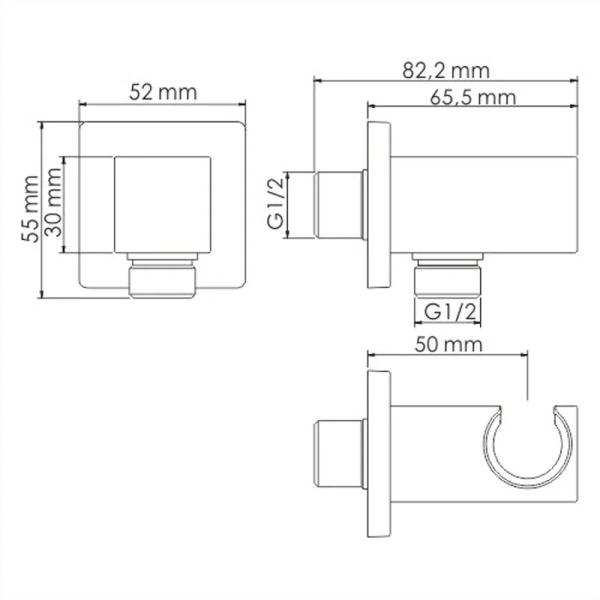 Подключение для душевого шланга WasserKRAFT Glan черный глянец A185 (детальная фотография), по запросу