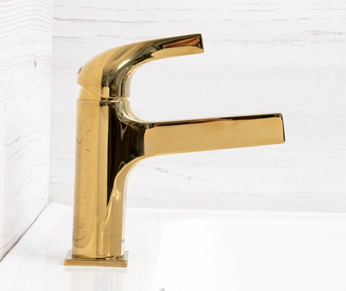 Смеситель для раковины WasserKRAFT Sauer золото 7103 (детальная фотография), современные, hi-tech