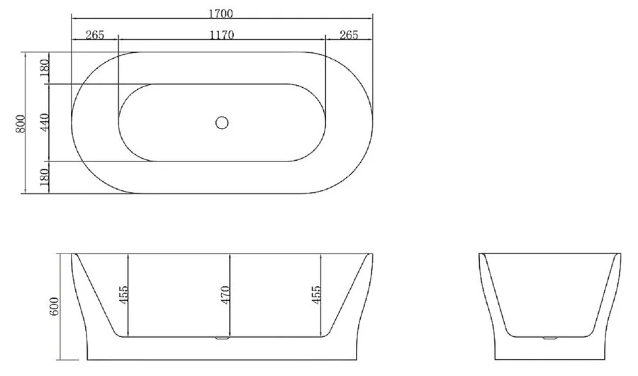 Ванна акриловая BelBagno 170х80 см отдельностоящая BB405-1700-800 (детальная фотография), акриловые