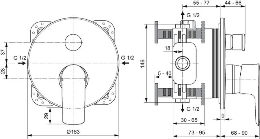 Смеситель для душа Ideal Standard Connect Air A7035 встраиваемый (детальная фотография), для душа