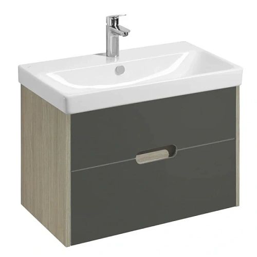 Тумба с раковиной подвесная Акватон Оливия 80 см грей/дуб ойстер - фото 5