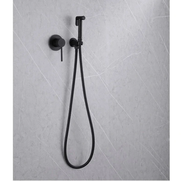 Гигиенический душ со смесителем Abber Emotion черный матовый AF8825B (детальная фотография), современные, hi-tech