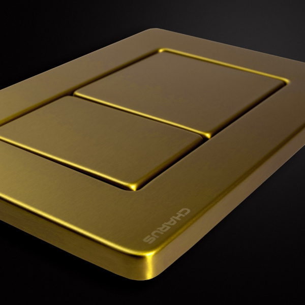 Клавиша смыва Charus Robusto брашированное золото FP.310.BG.05 (детальная фотография), слив эконом-стандарт с двумя клавишами