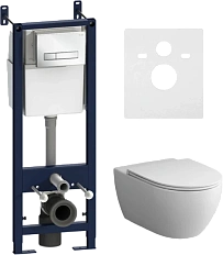 Унитаз с инсталляцией Am.Pm Awe клавиша белая