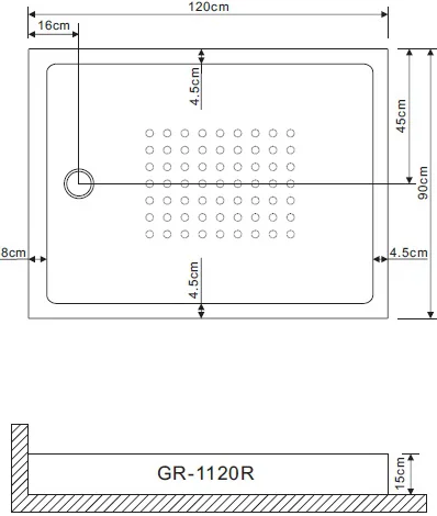 Душевой поддон Grossman 120х90 см правый GR-11200920R (детальная фотография), средние от 15 до 30 см