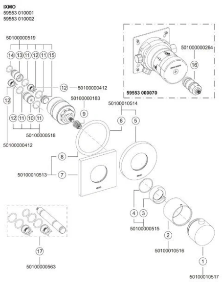 Смеситель для душа Keuco IXMO 59553 010002 (детальная фотография), современные, hi-tech