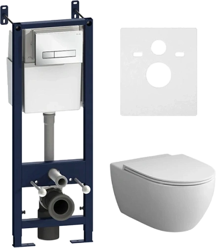 Унитаз с инсталляцией Am.Pm Awe клавиша белая - фото 1