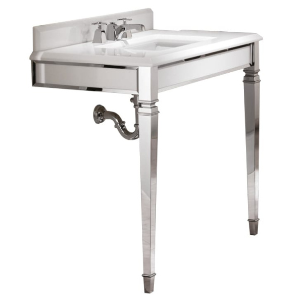 Консоль с мраморной столешницей, цвет хром, цвет мрамора Nero Marquinha, Devon&Devon Claridge DECLARINMACR (детальная фотография)