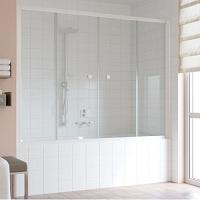 Душевая шторка на ванную профиль белый стекло прозрачное Vegas-glass