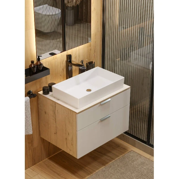 Раковина Sanita Luxe Novel 60 см фарфор WB.CT/Novel/60-N.Slim/WHT.G/S1 (детальная фотография), накладные (на столешницу)