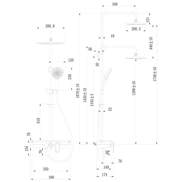 Душевая стойка Lemark Tropic хром LM7012C (детальная фотография), современные, hi-tech
