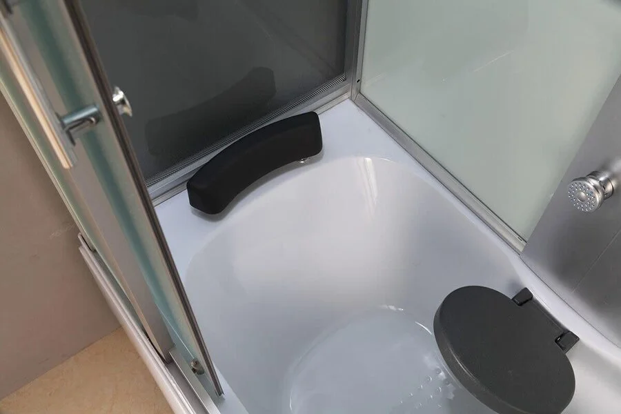 Душевая кабина Erlit Comfort 148x80 см стеклo матовое ER4515TP-C3-RUS (детальная фотография), пристенные, с гидромассажем, с ванной, c тропическим душем, с вентиляцией, с крышей, с сиденьем