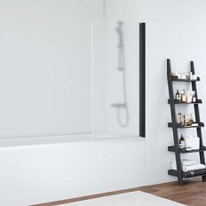 Душевая шторка на ванную профиль черный глянцевый стекло сатин Vegas-glass