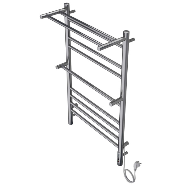 Полотенцесушитель электрический Акватек Альфа 50x90 см с полкой хром AQ EL RRP1090CH (детальная фотография), лесенка, вертикальные