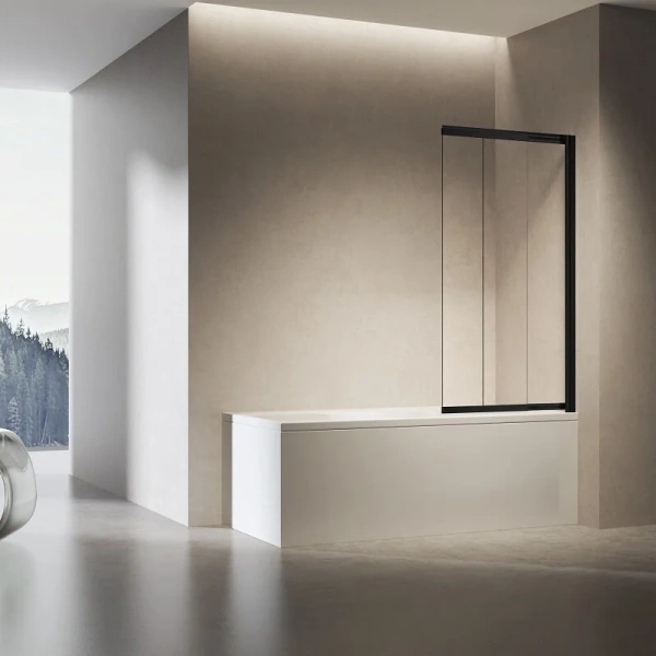 Шторка для ванны Vincea 90x140 см профиль черный левая VSB-6E900CLB-L (детальная фотография) index_1