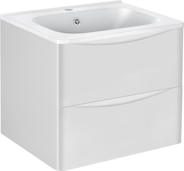 Тумба с раковиной подвесная Vincea Paola VMC-2P600 59,4 см с двумя выдвижными ящиками (детальная фотография), современная, hi-tech