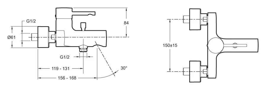 Смеситель для ванны Jacob Delafon Cuff однорычажный E45532-CP (детальная фотография), для ванны
