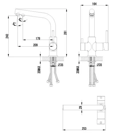 Смеситель для питьевой воды Lemark Comfort хром LM3061C (детальная фотография), для кухни, для питьевой воды с фильтром