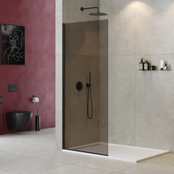 Душевая перегородка Cezares Liberta 120 см стекло бронза, профиль черный LIBERTA-L-1-TB-120-BR-NERO (детальная фотография), черные