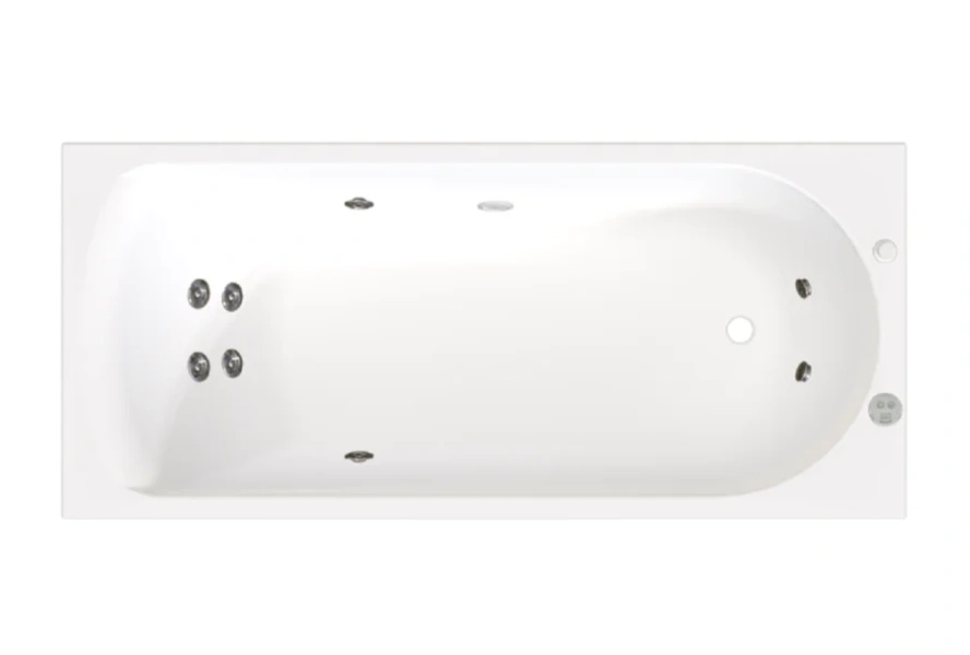 Гидромассажная ванна Радомир Николь 2-80-2-0-0-240Р, 168 x 70 см, рама-подставка разборная, фронтальный экран, слив-перелив автомат, гидромассаж Релакс хром КУ 100, белая (детальная фотография), 170х70