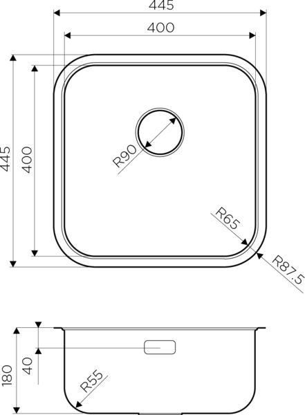 Мойка для кухни Omoikiri Omi 44-U/IF-IN Quadro 44 см нержавеющая сталь 4993494 (детальная фотография), врезные