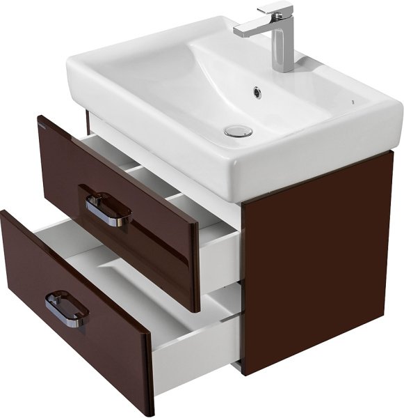 Тумба под раковину подвесная Акватон Америна 60 см коричневая 1A135401AM430 (детальная фотография), современная, hi-tech