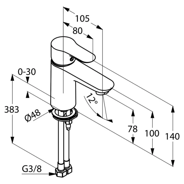 Смеситель для раковины Kludi Objekta хром 321260575 (детальная фотография), для раковины