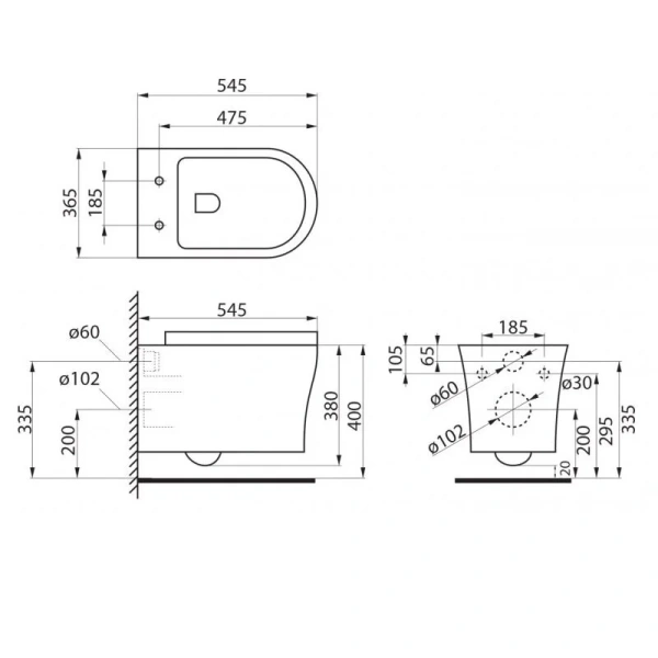 Унитаз подвесной BelBagno Ancona безободковый BB1224CHR-SM (детальная фотография), подвесные, встраиваемые