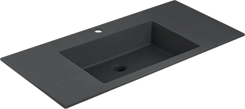 Раковина мебельная Vincea 100 см из искусственного камня, черная - фото 3
