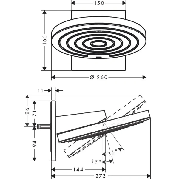 Верхний душ Hansgrohe Pulsify белый матовый 24150700 (детальная фотография), верхние души
