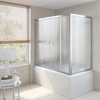 Душевая шторка на ванную профиль глянцевый хром стекло шиншилла Vegas-glass