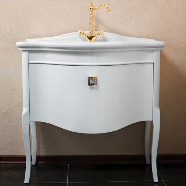 Тумба для раковины, цвет белый матовый, фурнитура золото, La Beaute Nicole BNI83LBO.OR (детальная фотография)