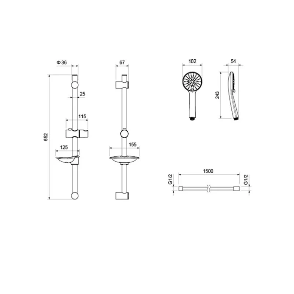 Душевой гарнитур Акватек Бетта хром AQ2015CR (детальная фотография), душевые гарнитуры