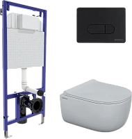 Унитаз с инсталляцией BERGES Novum кнопка D5 черная