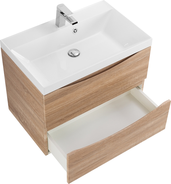 Тумба под раковину подвесная BelBagno Marino 70 см rovere bianco MARINO-700-2C-SO-WO-P (детальная фотография), моноблок