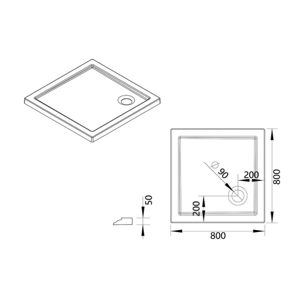 Душевой поддон Vincea 80x80 см белый VST-5AS-8080 (детальная фотография), низкие до 15 см