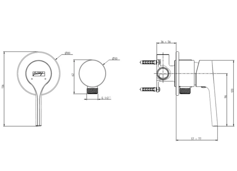 Смеситель для душа Jacob Delafon Elate встраиваемый E25754-CP (детальная фотография), для душа